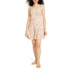 Agua Bendita X Target Womens XXL Light Pink Floral Tiered Mini Dress With Pocket